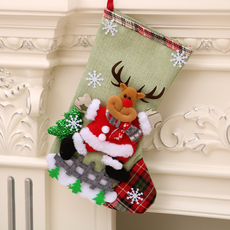 2022 Christmas Decoration Supplies Candy Gift Bag Large Santa Snowman Socks Christmas Tree Ornaments Christmas Stocking