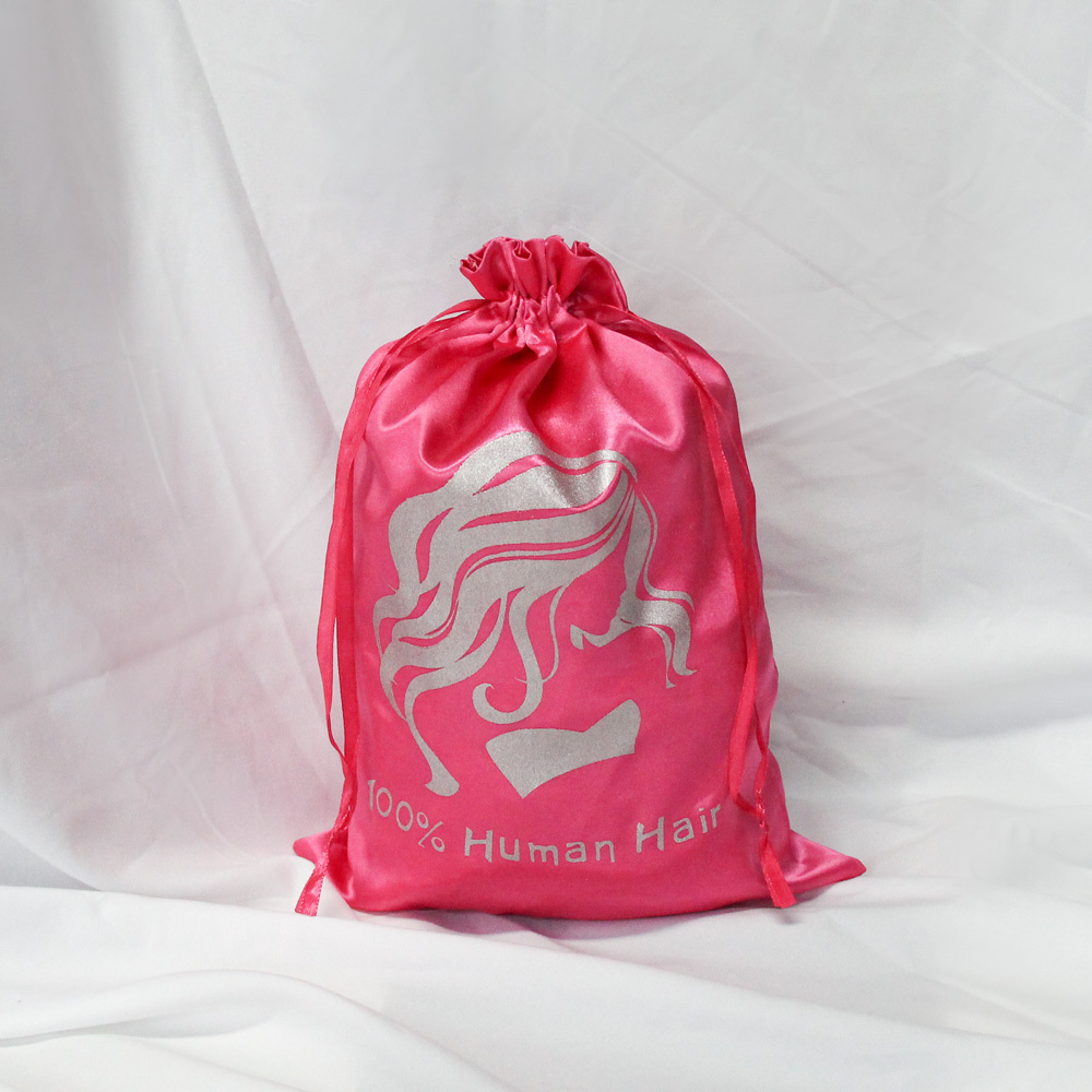 Custom Drawstring Silk Wig Bag Hair Packaging Luxury Jewelry Satin Bags With Logo High Quality Dust Bag For Shoes