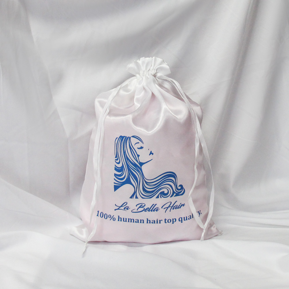 Custom Drawstring Silk Wig Bag Hair Packaging Luxury Jewelry Satin Bags With Logo High Quality Dust Bag For Shoes