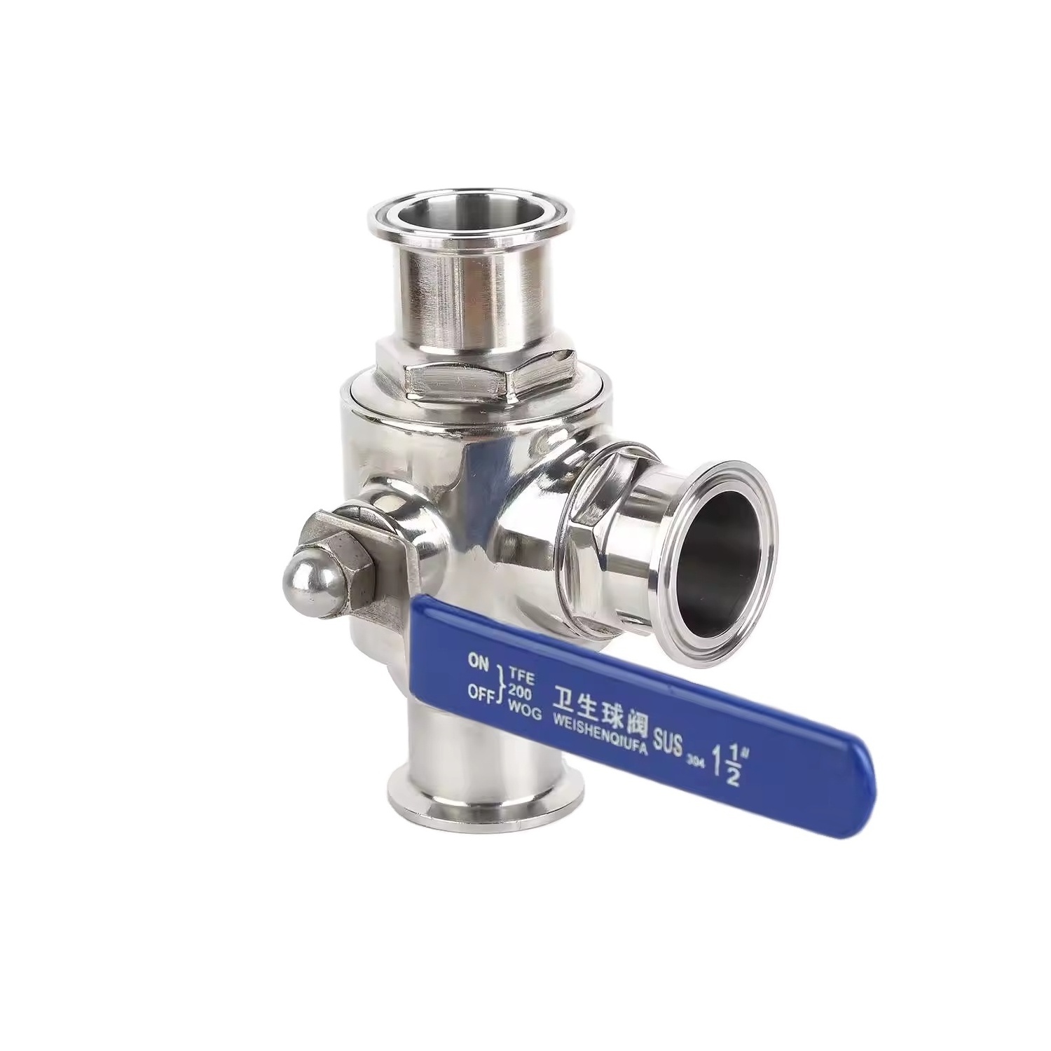 DN8 DN20 DN25 2pc 3pc 3 Way Dairy T type Ball Valve Stainless Steel SS304 316L Ball Valve Clamped water valve