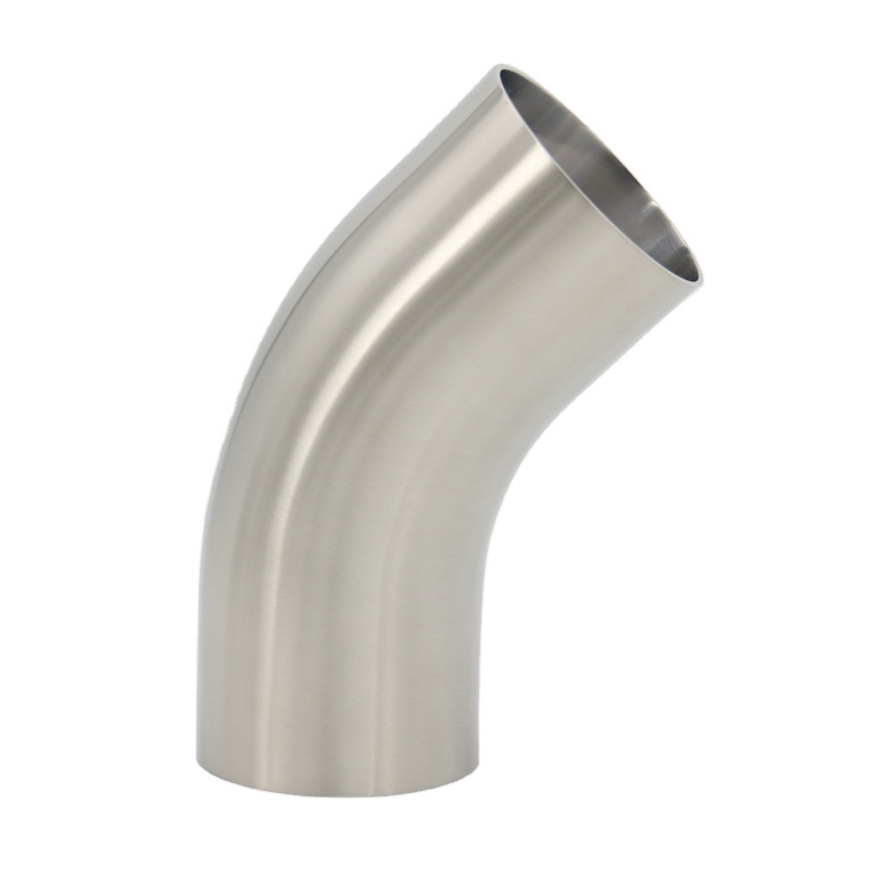 SS304 SS316L sanitary pipe fitting stainless steel elbow Sanitary 45 degree Long type Welding elbow