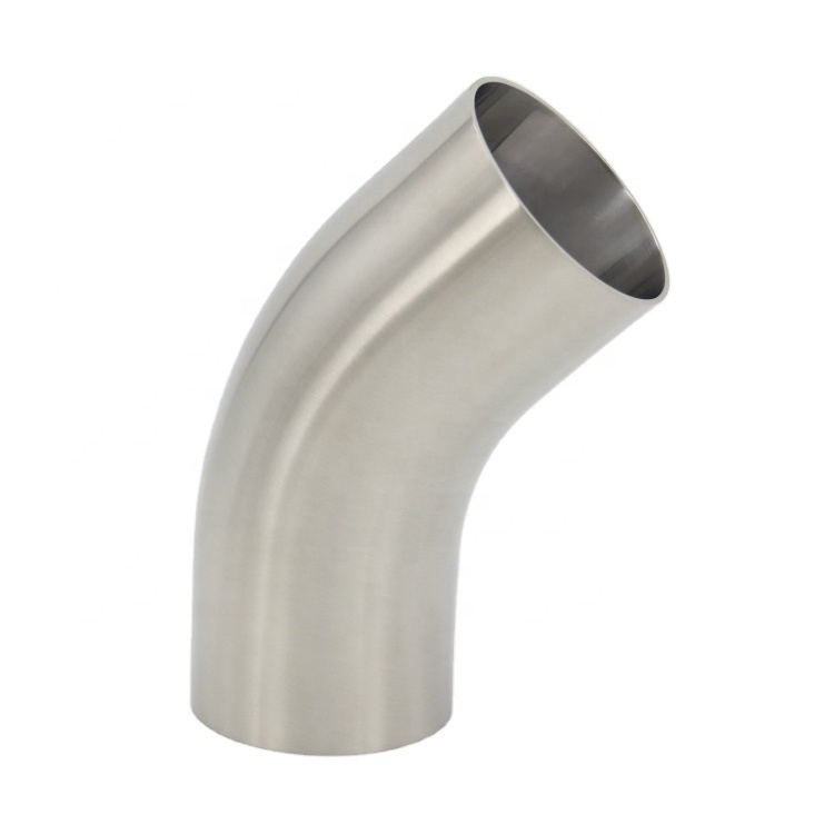 SS304 SS316L sanitary pipe fitting stainless steel elbow Sanitary 45 degree Long type Welding elbow