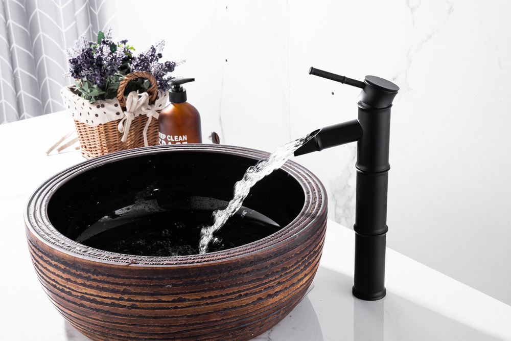 Black bamboo All Copper faucet - Black bamboo all copper faucet manufacturer Black mixed faucet