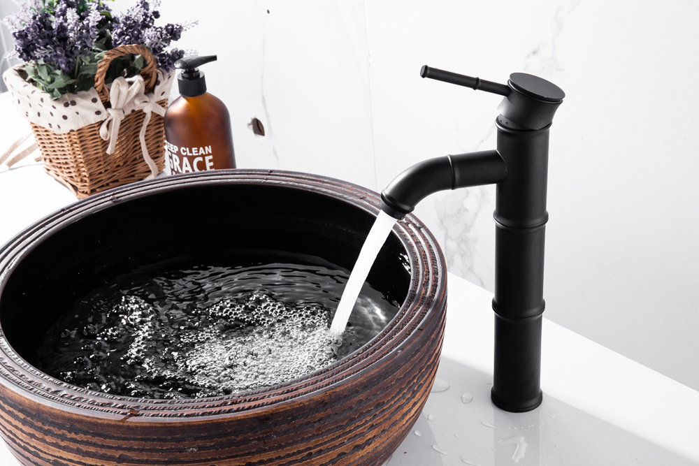 Black bamboo All Copper faucet - Black bamboo all copper faucet manufacturer Black mixed faucet