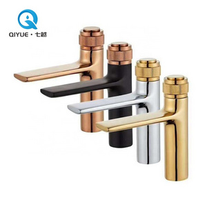 Modern new design push button faucet hot and cold water rose gold bathroom sink basin mixer taps