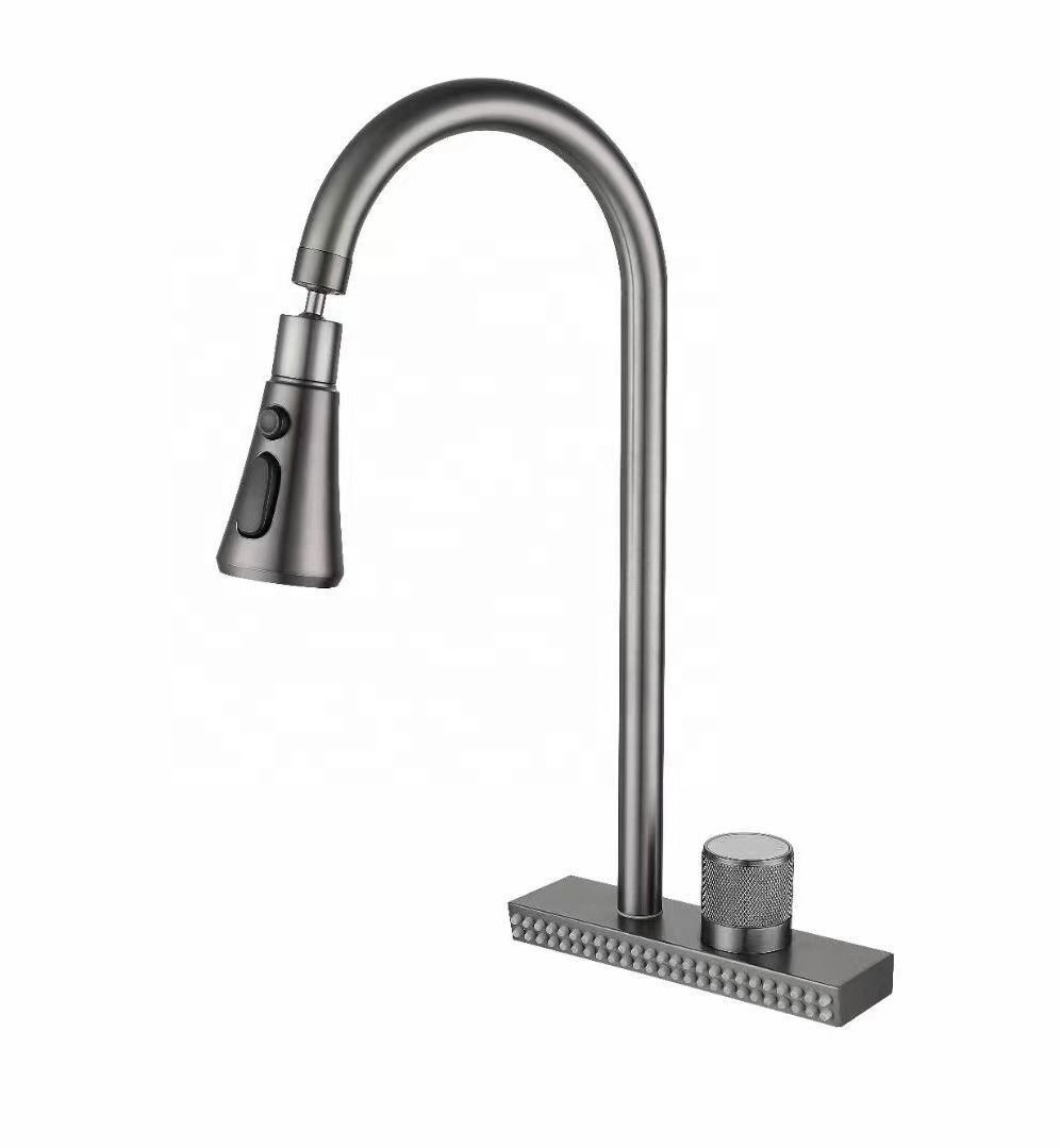 2023 Modern household single handle hot and cold water kitchen faucet gun gray swivel vessel faucet