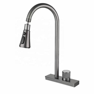 2023 Modern household single handle hot and cold water kitchen faucet gun gray swivel vessel faucet