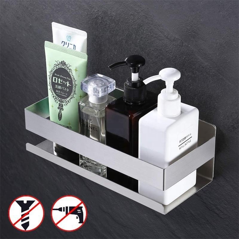 Self Adhesive Shower Shelf Bathroom Organizer Storage Rack Stainless Steel 304 Shower Caddy Corner For Hotel Bathroom