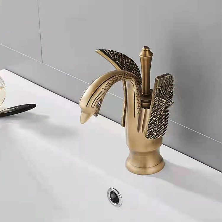 Factory supplier modern single lever brass quality animal shape gold polishing bathroom basin sink mixer faucet tap