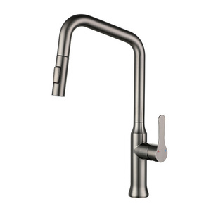 Commercial price stainless steel 304 gun metal kitchen faucet with pull down sprayer