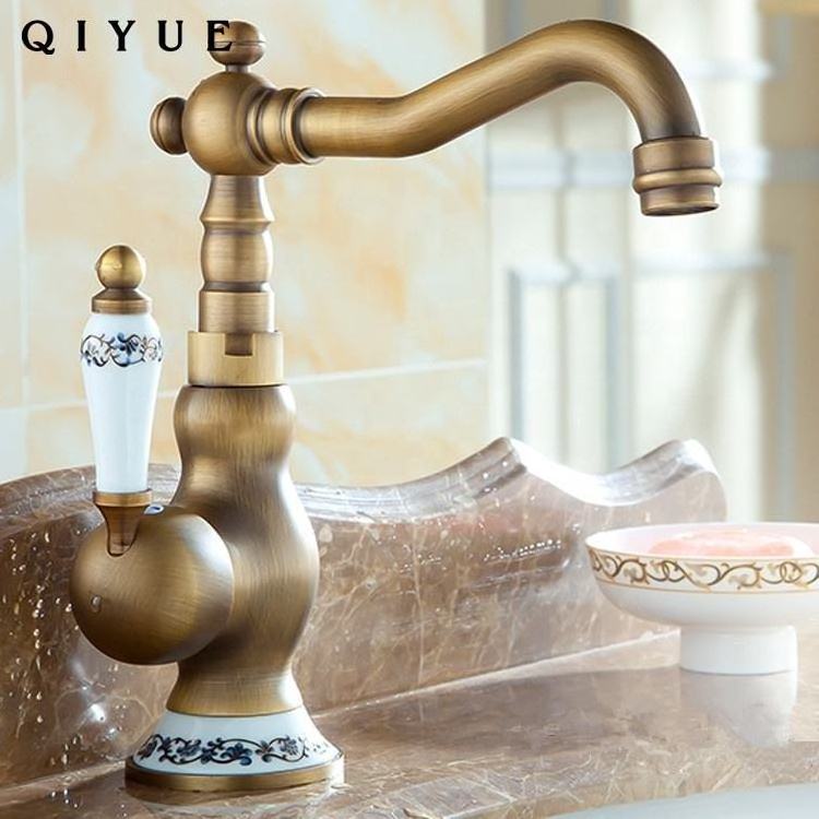 Wenzhou bathroom sanitary antique European style all copper vintage faucet