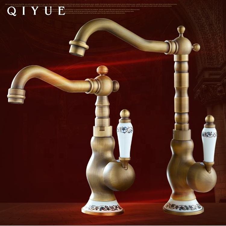 Wenzhou bathroom sanitary antique European style all copper vintage faucet