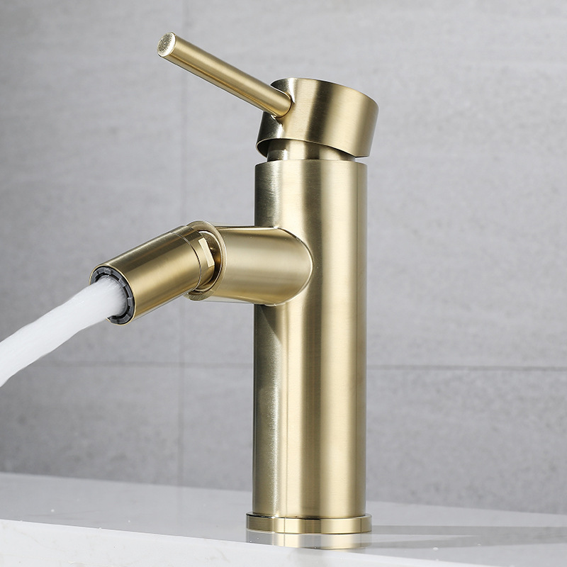 Stainless steel 304 Hot Cold Water Brushed Gold Bathroom bidet sprayer Faucet Single Hole Single Lever Vessel Sink Faucet