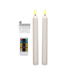 9'' Rechargeable Long-lasting Flameless Flickering Timer Remote LED Taper Candles Window Tall Fake Plastic Candlesticks Home