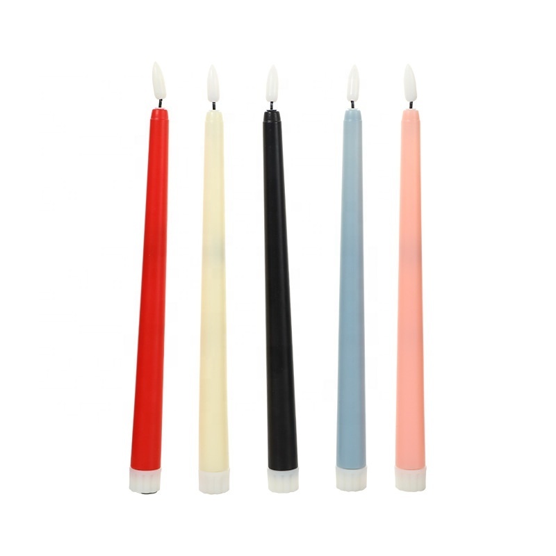 24 Packs Fake Flameless Flickering 3D Wick LED Taper Candles Battery Operated 11 Inch Long Candlesticks for Table Decoration