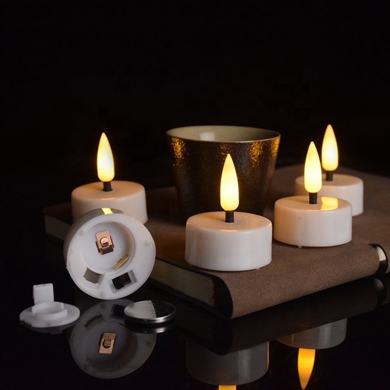 3D Wick Votive Flameless Pack of 12 Built in 6 Hour Timer of Tea lights LED Candle Battery Operated for Wedding Valentines