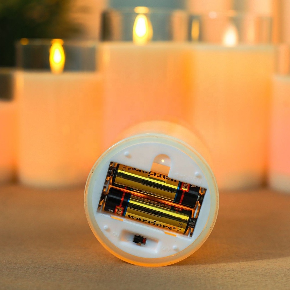 3PCS Multi Colored Changing Battery Powered Flameless Flickering 3D Real Flame Electronic Wax Glass LED Candle with Remote/Timer