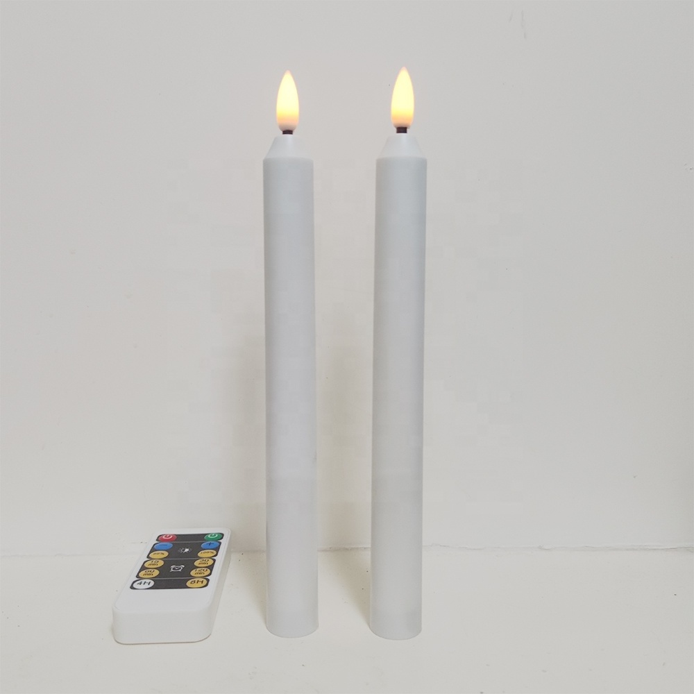 9'' Rechargeable Long-lasting Flameless Flickering Timer Remote LED Taper Candles Window Tall Fake Plastic Candlesticks Home