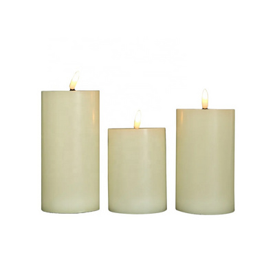 3"x456" Flickering Flameless Battery Operated LED Pillar Candles Set with Remote Control and Timer