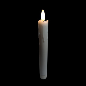 7.5Inch Flameless Flickering White/Ivory 3D Wick Dripping LED Taper Candles with Remote, Timer, Battery Operated for Home Decor