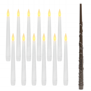 10/12/20/24 Pack Floating Magic Hanging Flameless Battery Operated LED Taper Candle with Wand Remote for Halloween Easter Decor