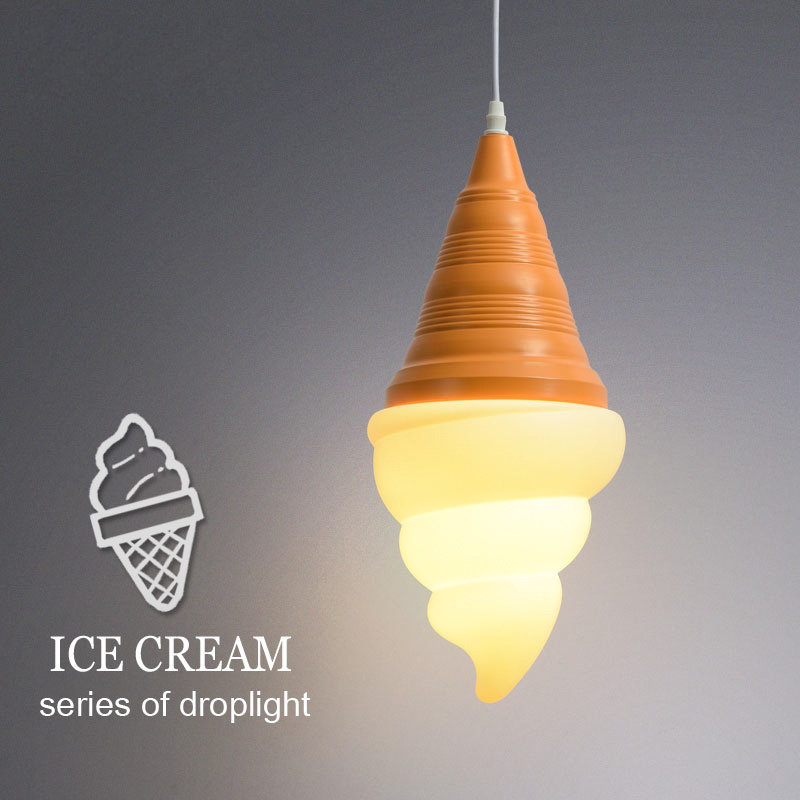 Creative Ice Cream Cones Head Dining Lamp Dessert Shop Cafe Bar Restaurant Decor Fixtures LED Light Warm Display Model Hanging