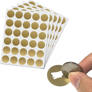 Circle Labels Gold Custom Carton Adhesive Sticker Transparent Scratch Off Waterproof Stickers Shipping Labels