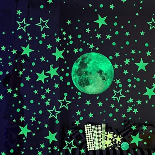 Home Decoration Hot Amazon Custom Luminous Puffy 3D Glow in the Dark Starts And Moon Sticker Set Wall Sticker For Room Walls