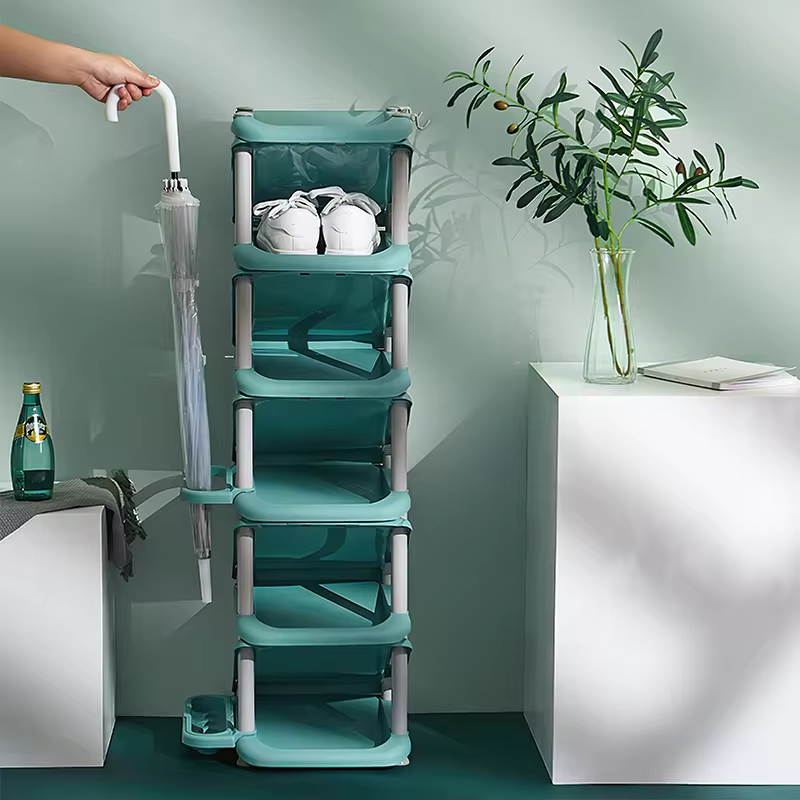 Luxury Space-Saving Plastic Adjustable 5 Layer Stack Shoe Rack for Home