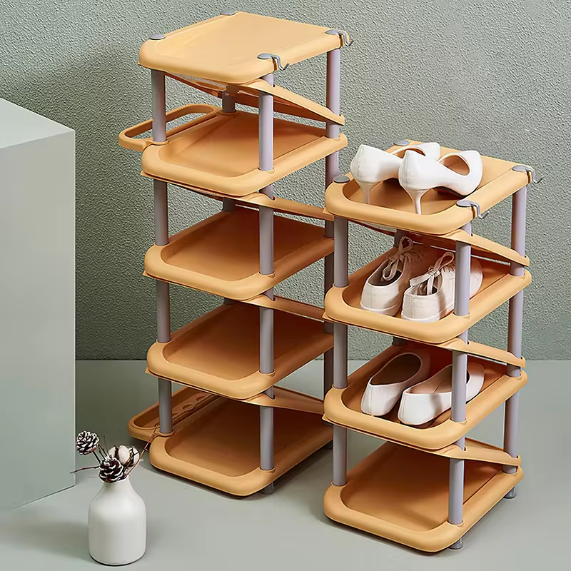 Luxury Space-Saving Plastic Adjustable 5 Layer Stack Shoe Rack for Home