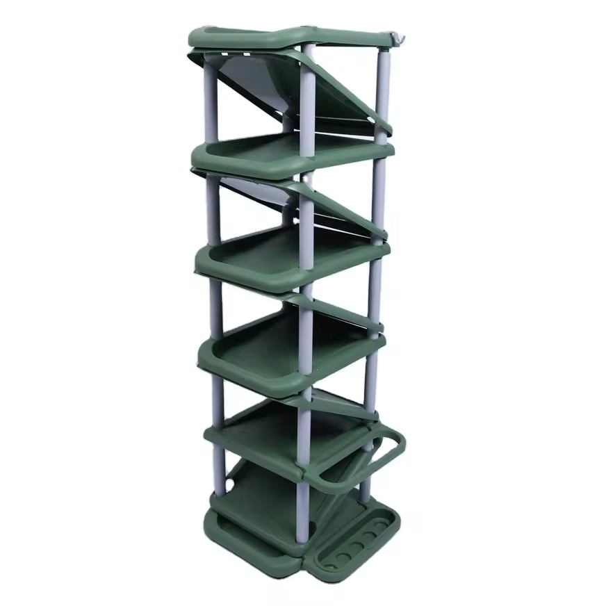 Luxury Space-Saving Plastic Adjustable 5 Layer Stack Shoe Rack for Home