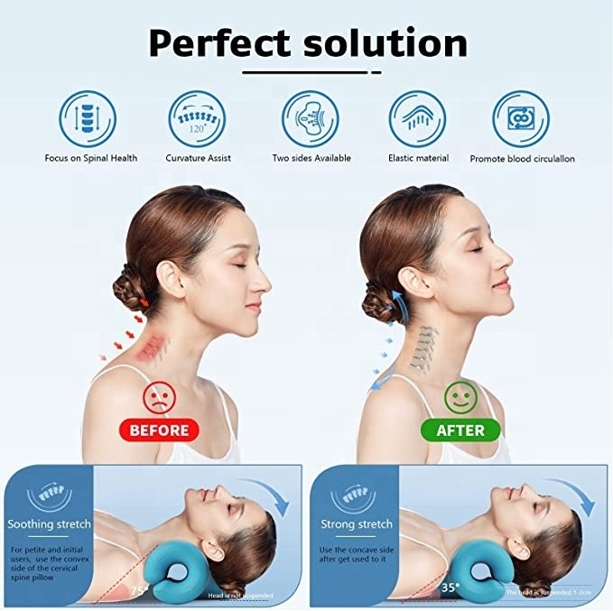 Neck Stretcher Neck and Shoulder Relaxer Cervical Traction Device for TMJ Pain Relief Neck Massage Pillow