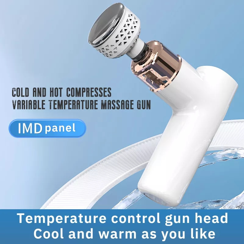 Mini Portable Heated Fascial Gun Deep Tissue Pressure Relief Gym Body Hot And Cold Massage Gun With 4 Attachment Heads