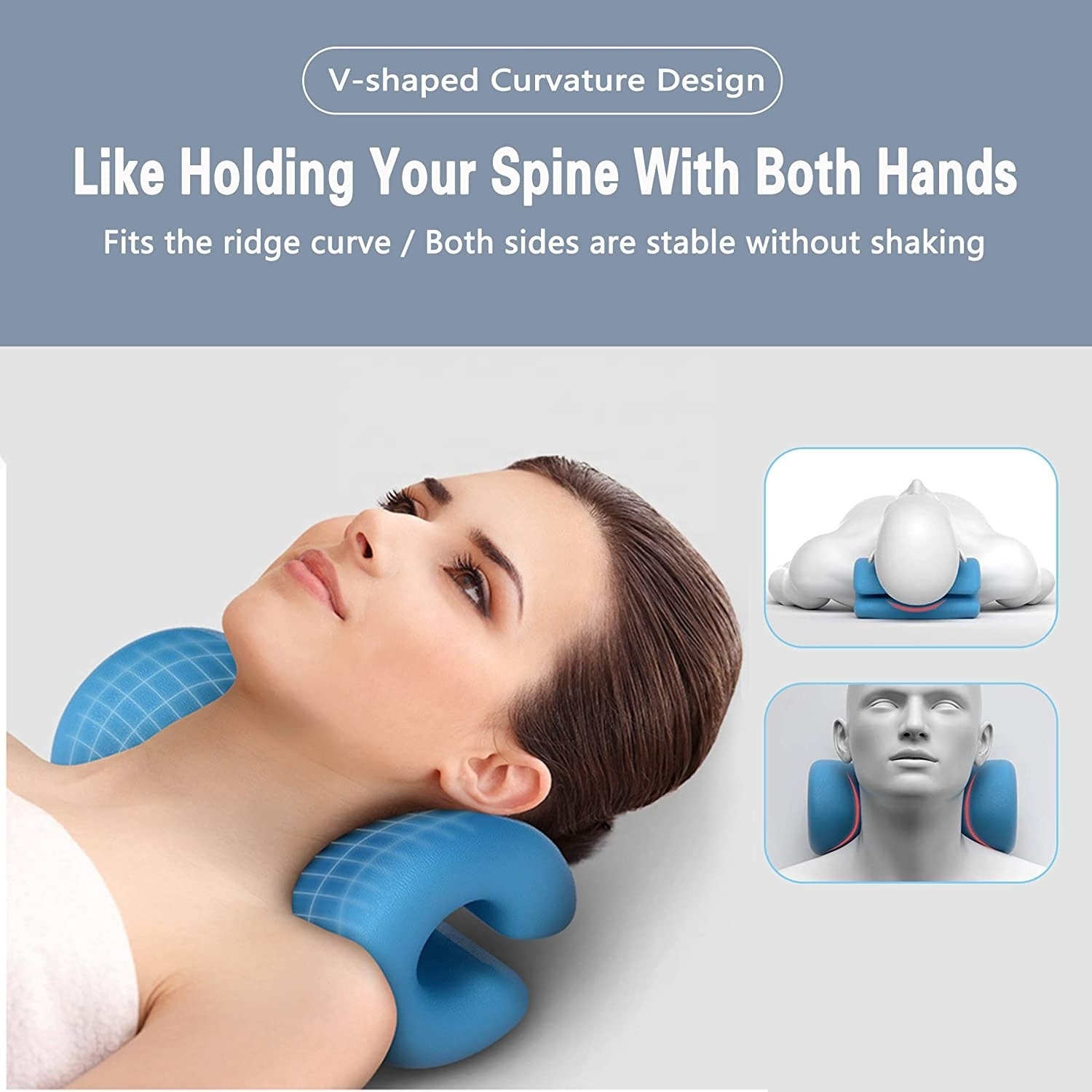 Neck Stretcher Neck and Shoulder Relaxer Cervical Traction Device for TMJ Pain Relief Neck Massage Pillow