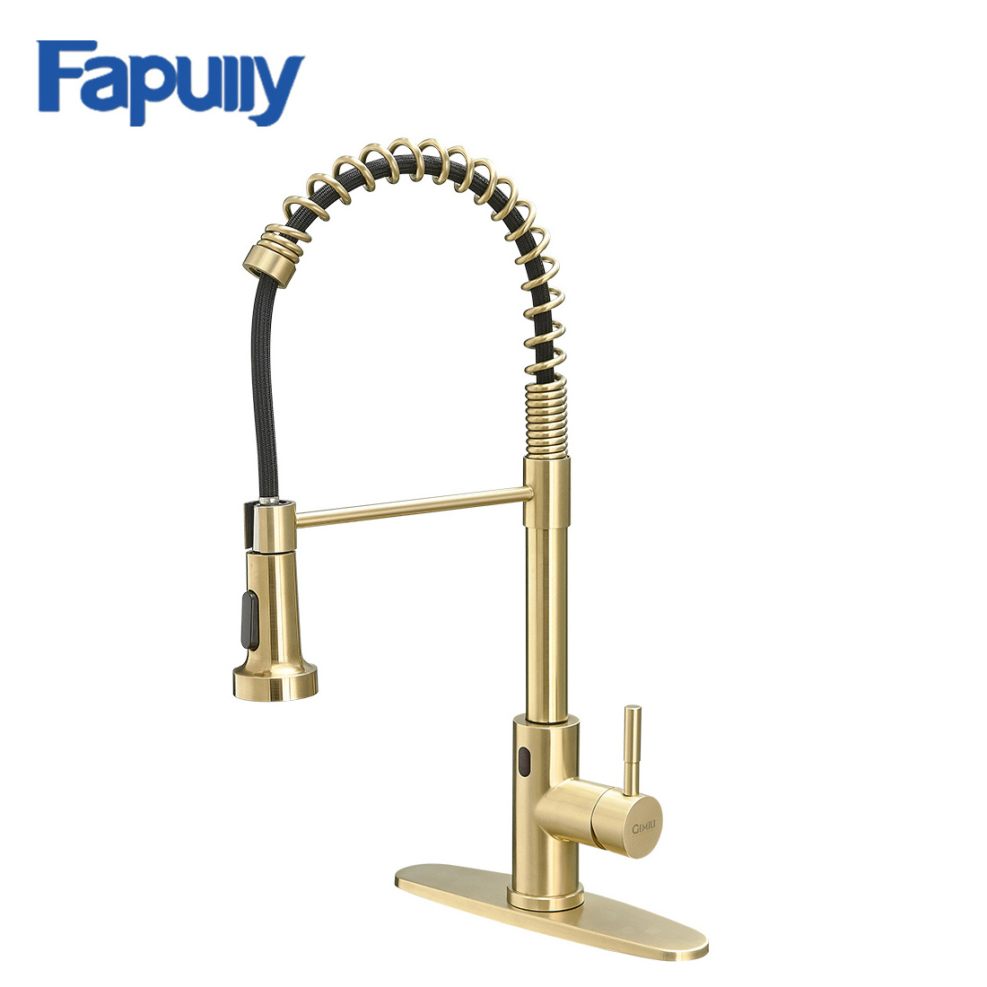 Fapully Modern Spring Touchless Kitchen Faucet with Pull Out Sprayer Hands-Free Automatic Kitchen Faucet