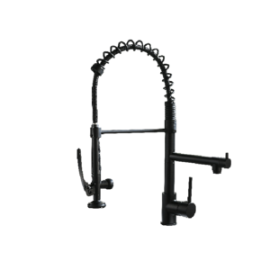 FAPULLY luxury commercial matte black taps sink spring double outlet pull down kitchen faucets