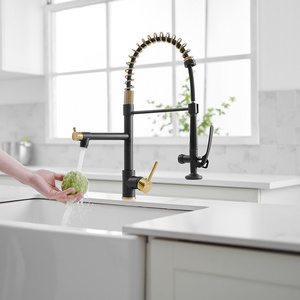 Fapully 2023 new Modern Brushed Nickle Bronze Kitchen Sink Pull Down Faucet with Spring Loaded Mixer Tap