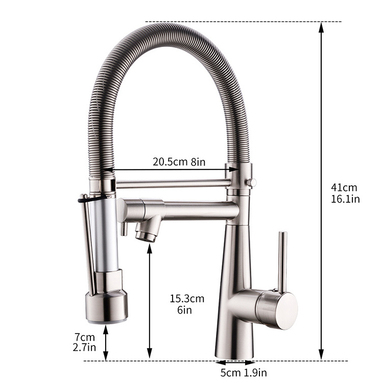 FAPULLY Contemporary Faucet Ceramic Spring Cone Faucet Buckle Pull Down Kitchen Taps