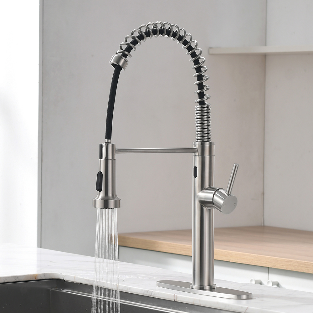 Fapully Touchless Kitchen Faucet with Pull Down Sprayer,Sensor Commercial Pull-Down Single Handle Kitchen Sink Faucet Brushed Ni