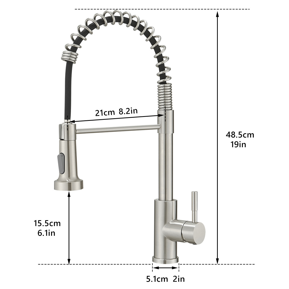 Fapully Kitchen Faucet Kitchen Sink Faucet Sprayer Hot Selling Faucet with Pull Out Sprayer Brass Modern Commercial Spring 1pcs