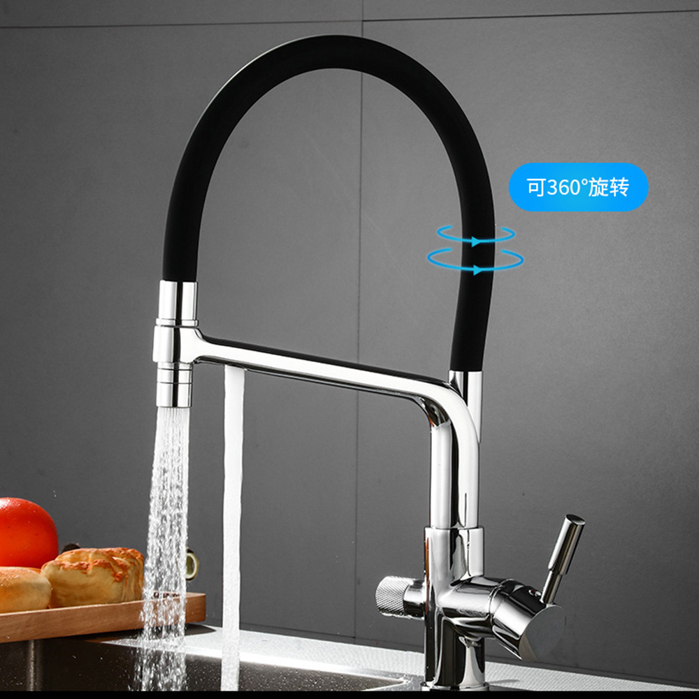 Modern 360 Rotation Kitchen Faucet 3 way  Water Filter Tap Three Ways Sink Hot and Cold Mixer Kitchen Faucets