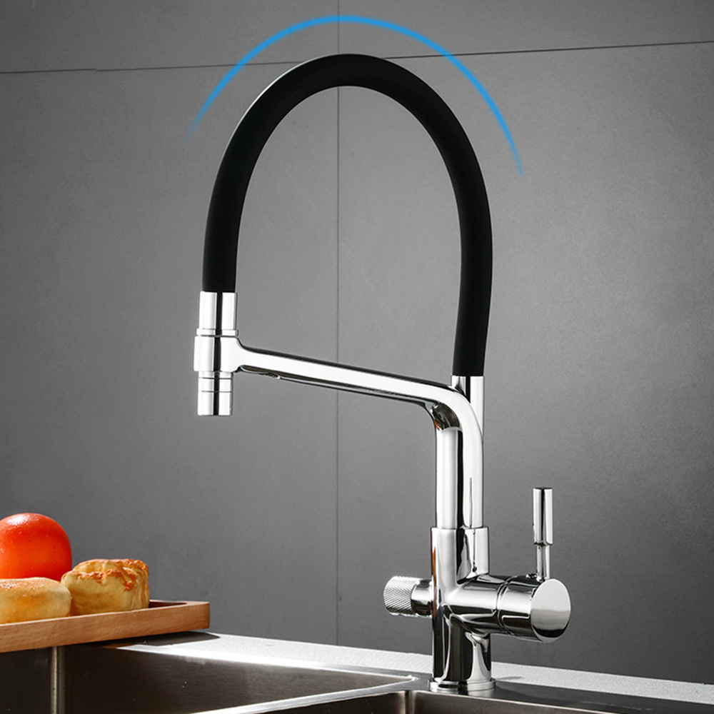 Modern 360 Rotation Kitchen Faucet 3 way  Water Filter Tap Three Ways Sink Hot and Cold Mixer Kitchen Faucets