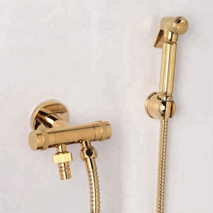 Fapully Golden Brass Toilet Bidet Shower Head Nozzle Showerhead Shattaf Spray Bathroom Sprayer handheld bidet faucet