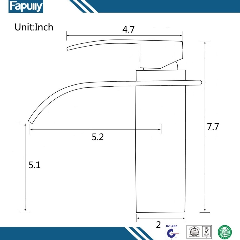 Bathroom Sink Faucet Contemporary Design Waterfall (Chrome Finish)