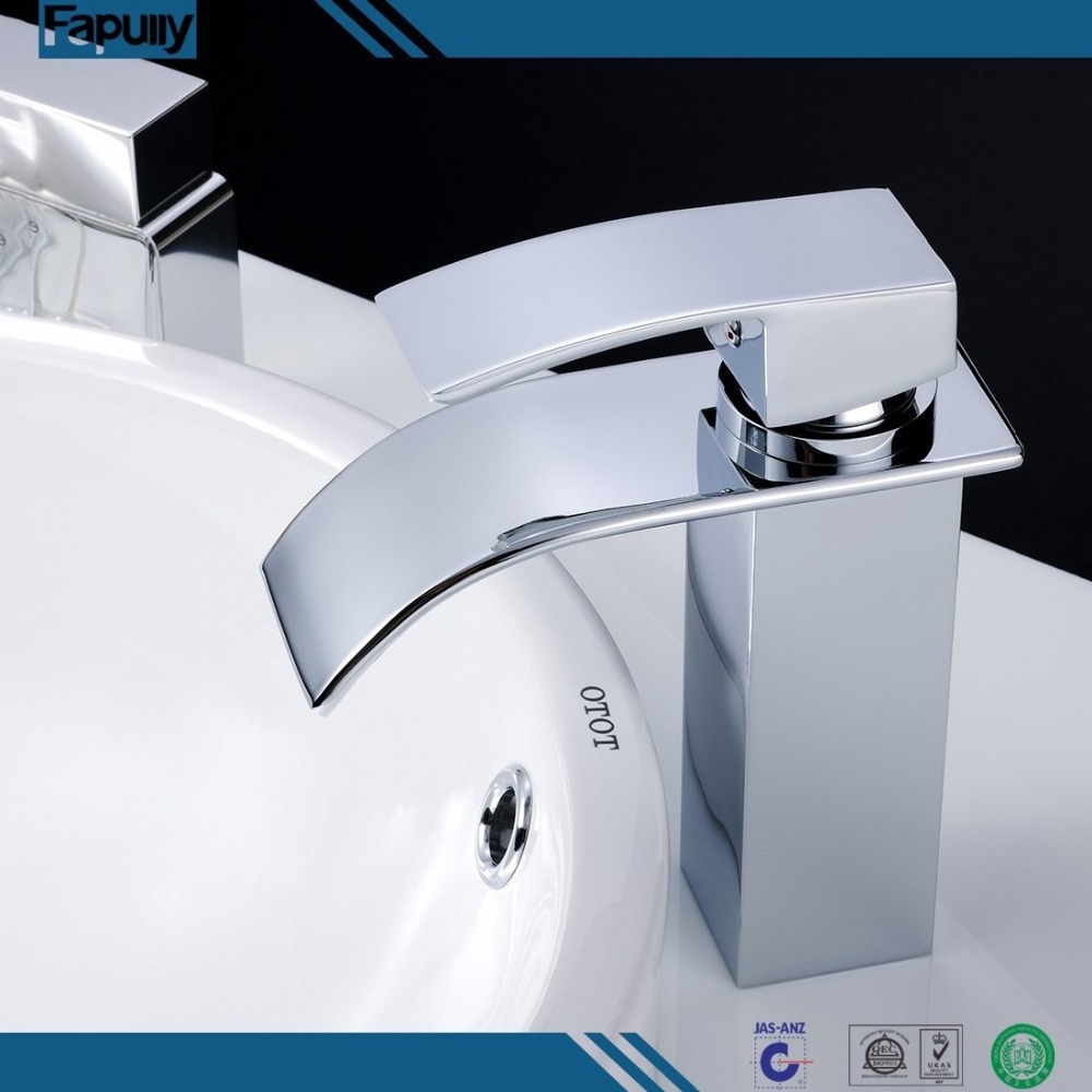 Bathroom Sink Faucet Contemporary Design Waterfall (Chrome Finish)