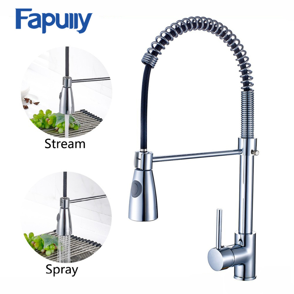 Fapully Selling High Quality Upc Kitchen Faucet Parts Cheap Pull Out Kitchen Sink Faucets Brass Chrome Modern Smart Kitchen