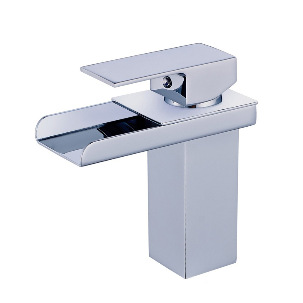 Fapully mixer tap parts single holder hole chrome polished waterfall basin faucet bathroom