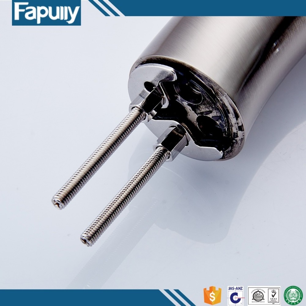 Fapully Manufacturing Waterfall Nickle Brushed Glass Tap Bathroom Basin Mixer Tap Sink Faucet