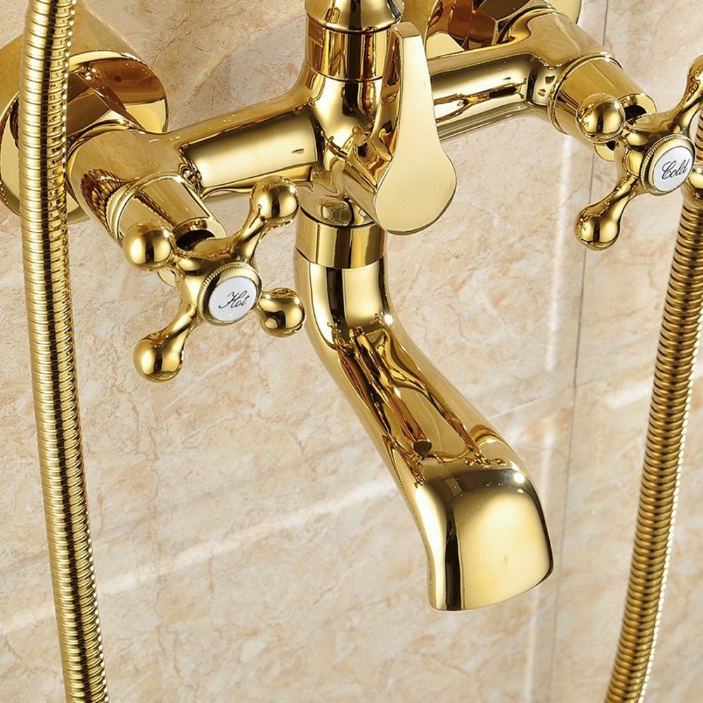 Fapully Wall Mount Diverter gold bath phone holder Tub Shower Faucet for the bathroom