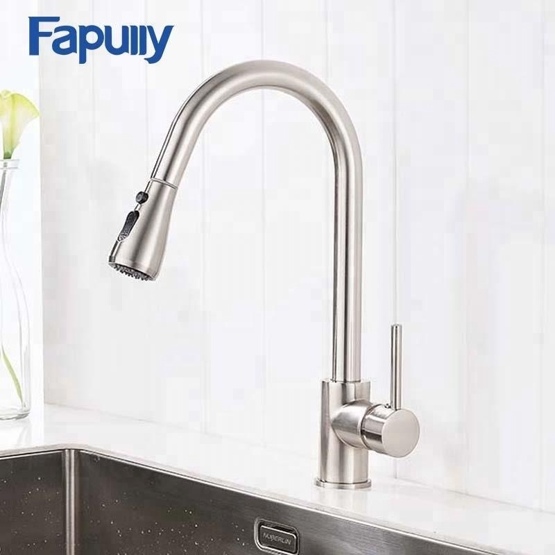 Fapully Cold and Hot Water Mixer torneira cozinha Single Hole Water Tap Pull Out Kitchen Tap Mixer Single Handle Kitchen Faucet